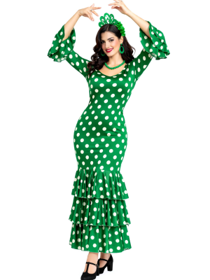 Comprar el Vestit de Sevillana, verd per només 19.50€ – vestit de Botiga en línia
