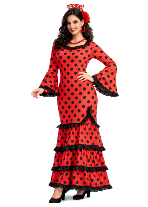 Disfraz De Sevillana Rojo y Negro Mujer - Disfraces Feria de Abril - Disfraces de Mujer