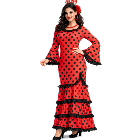 Disfraz De Sevillana Rojo y Negro Mujer - Disfraces Feria de Abril - Disfraces de Mujer
