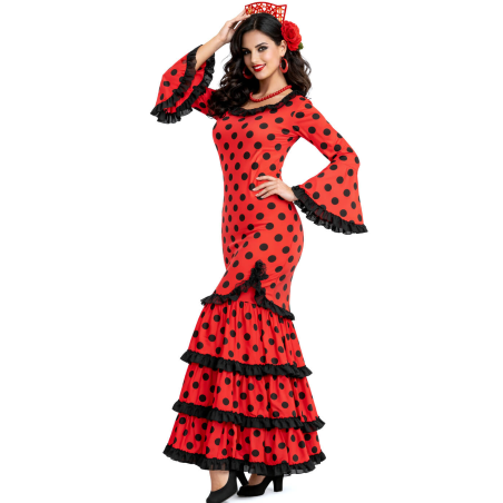 Disfraz De Sevillana Rojo y Negro Mujer - Disfraces Feria de Abril - Disfraces de Mujer