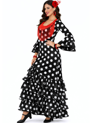 Vestit De Sevilla Negre Amb El Blanc Lunar