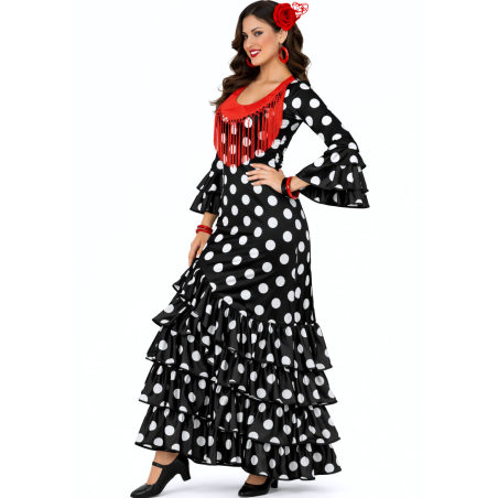 Disfraz De Sevillana Negro y Blanco Mujer - Disfraces Feria de Abril - Disfraces de Faralaes y Toreros