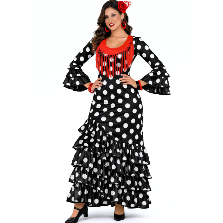 Disfraz De Sevillana Negro y Blanco Mujer - Disfraces Feria de Abril - Disfraces de Faralaes y Toreros