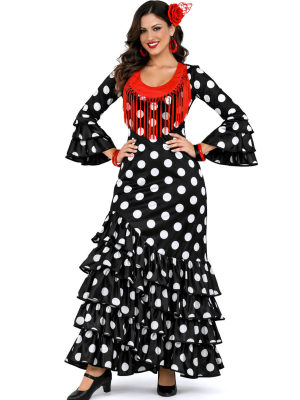 Vestit De Sevilla Negre Amb El Blanc Lunar