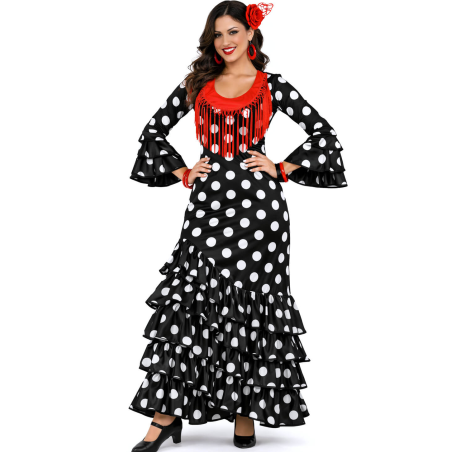 Disfraz De Sevillana Negro y Blanco Mujer - Disfraces Feria de Abril - Disfraces de Faralaes y Toreros
