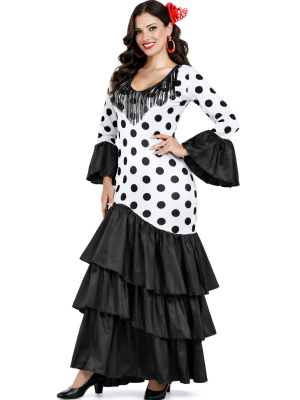 Disfraz De Sevillana Blanco y Negro Mujer - Disfraces Feria de Abril - Disfraces de Sevillana para Mujer