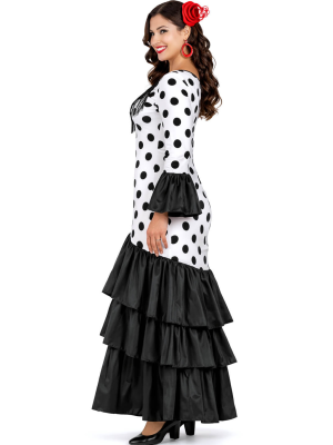 Disfraz De Sevillana Blanco y Negro Mujer - Disfraces Feria de Abril - Disfraces de Sevillana para Mujer