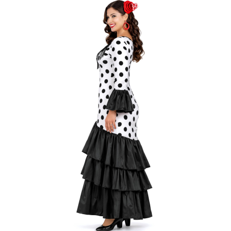 Disfraz De Sevillana Blanco y Negro Mujer - Disfraces Feria de Abril - Disfraces de Sevillana para Mujer