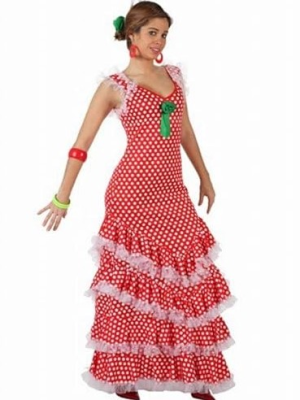 Disfraz De Sevillana Roja con Lunar Blanco - Disfraces de Sevillana para Mujer