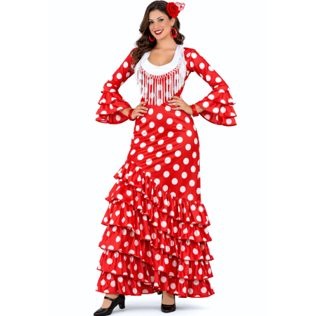 Disfraz De Sevillana Rojo Y Blanco