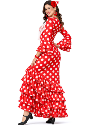 Disfraz De Sevillana Rojo y Blanco Mujer - Disfraces Feria de Abril - Disfraces de Sevillana para Mujer