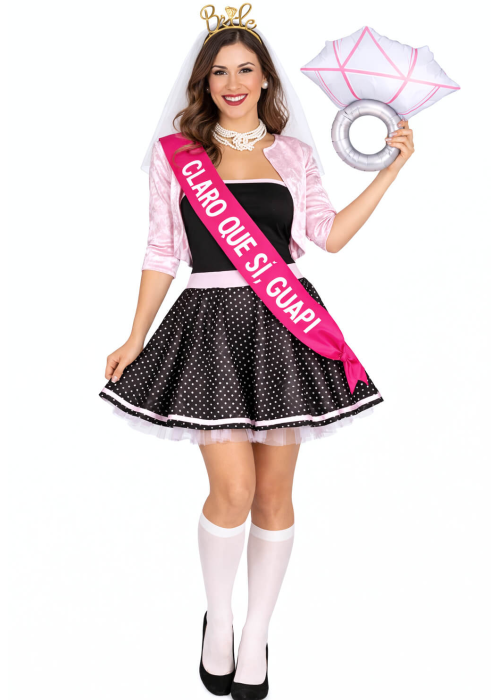 Disfraz De Novia Pink Con Banda - Disfraces Despedidas De Soltera - Disfraces Despedida  Soltera