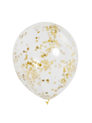 Bolsa con 3 Globos con Confetti Oro 30cm - CELEBRACIONES