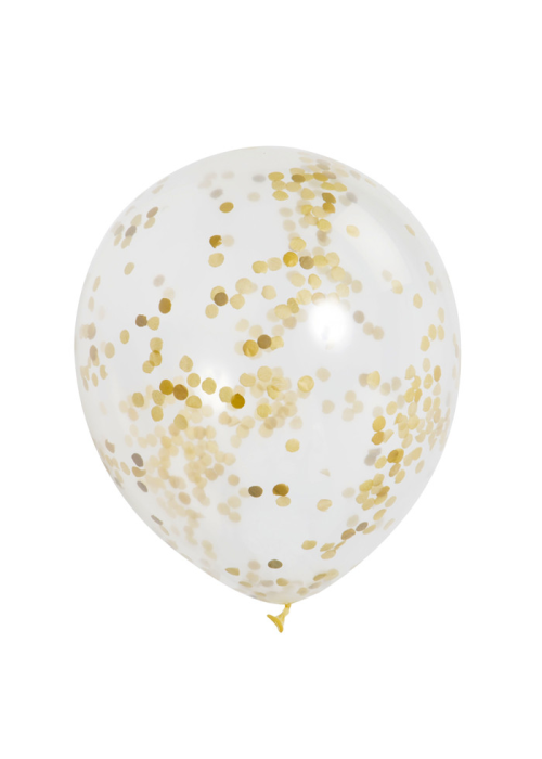 Bolsa con 3 Globos con Confetti Oro 30cm - CELEBRACIONES