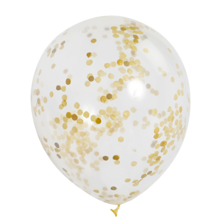 Bolsa con 3 Globos con Confetti Oro