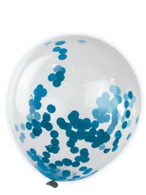 Bolsa Con 4 Globos Con Confetti Azul 30cm - CELEBRACIONES
