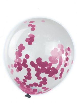 Bolsa Con 4 Globos Con Confetti Rosa 30cm - CELEBRACIONES
