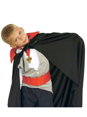 Capa Negra Cuello Rojo Infantil - Capas