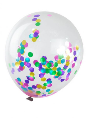 Bolsa Con 4 Globos Con Confetti Milticolor 30cm - CELEBRACIONES