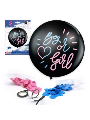 Globo Negro Boy or Girl Con Serpentina - Globos