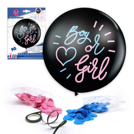còpia de còpia de Globo Negro Niña O Niño Con Serpentina
