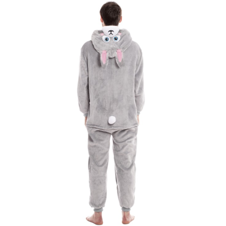 Disfraz De Conejo Gris Peluche Pijama - Disfraces de Animales Adultos