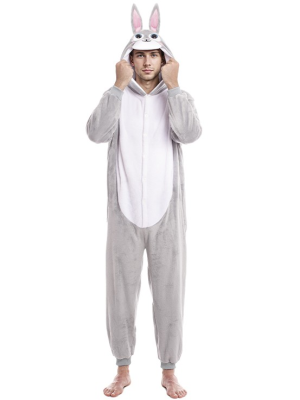 Comprar Disfraz de Conejo Gris Peluche Pijama - Disfraces de Animales Adultos