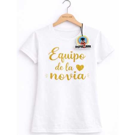 Camiseta Despedida Equipo de la Novia Purpurina - Camisetas Despedidas Soltera - Camisetas y Delantales para Despedidas