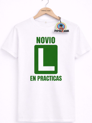 Camiseta Novio En Practicas Blanca - Camisetas Despedidas Soltero - Camisetas y Delantales para Despedidas