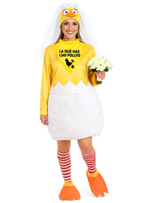 Disfraz de Pollito Novia Cascaron - Disfraces de despedidas de Soltera