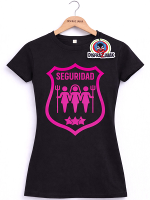 Camiseta Seguridad Amigas Negra Mujer - Camisetas Despedidas Soltera - Camisetas y Delantales para Despedidas