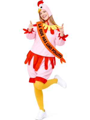 Disfraz De Gallina Rosa con Banda Mujer - Disfraces Despedida De Soltera - Disfraces despedida Soltera - Los mas vendidos