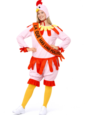 Disfraz De Gallina Rosa con Banda Mujer - Disfraces Despedida De Soltera - Disfraces despedida Soltera - Los mas vendidos