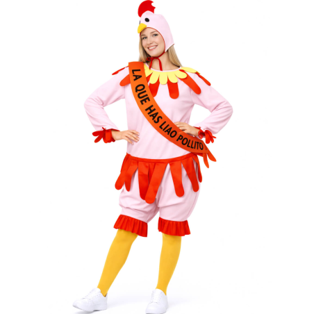 Disfraz De Gallina Rosa con Banda Mujer - Disfraces Despedida De Soltera - Disfraces despedida Soltera - Los mas vendidos