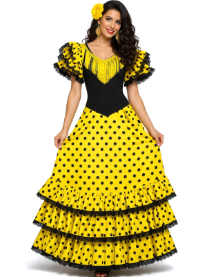 Disfraz De Sevillana Amarillo Y Negro - Disfraces Feria de Abril - Disfraces de Sevillana para Mujer