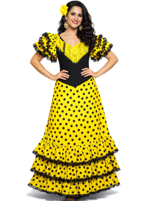 Disfraz De Sevillana Amarillo Y Negro - Disfraces Feria de Abril - Disfraces de Sevillana para Mujer