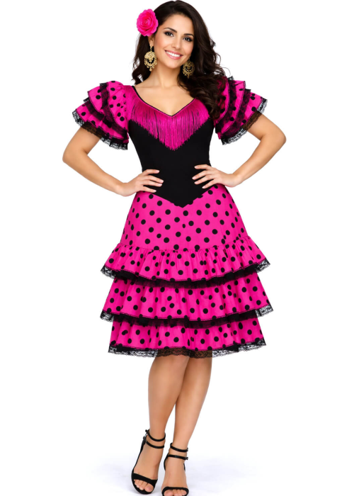 Disfraz De Sevillana Rosa Corto