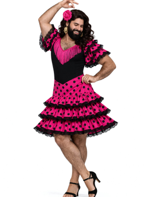 Disfraz De Sevillana Corto Rosa Hombre - Disfraces Despedidas de Soltero - Disfraces despedida Soltero - Los mas vendidos
