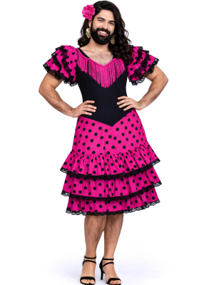 Disfraz De Sevillana Corto Rosa Hombre - Disfraces Despedidas de Soltero - Disfraces despedida Soltero - Los mas vendidos