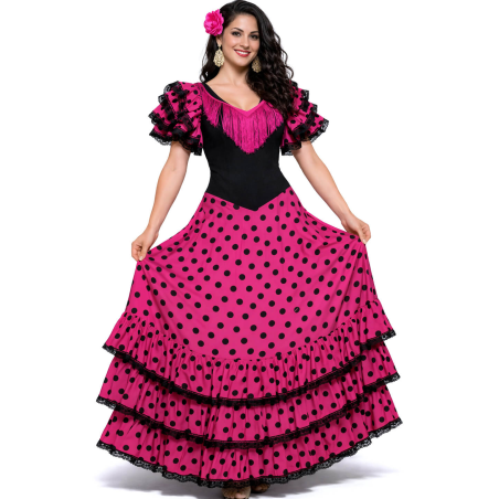 Isfraz De Sevillana Rosa Y Negro Largo