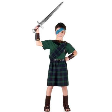 Disfraz De Guerrero Escoces Verde Niño - Disfraces de Escoceses - Disfraces Escoceses para Niños