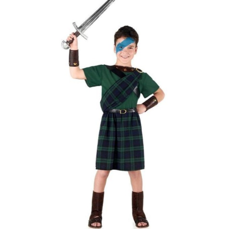 Disfraz De Guerrero Escoces Verde Niño - Disfraces de Escoceses - Disfraces Escoceses para Niños