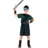 Disfraz De Guerrero Escoces Verde Niño - Disfraces de Escoceses - Disfraces Escoceses para Niños