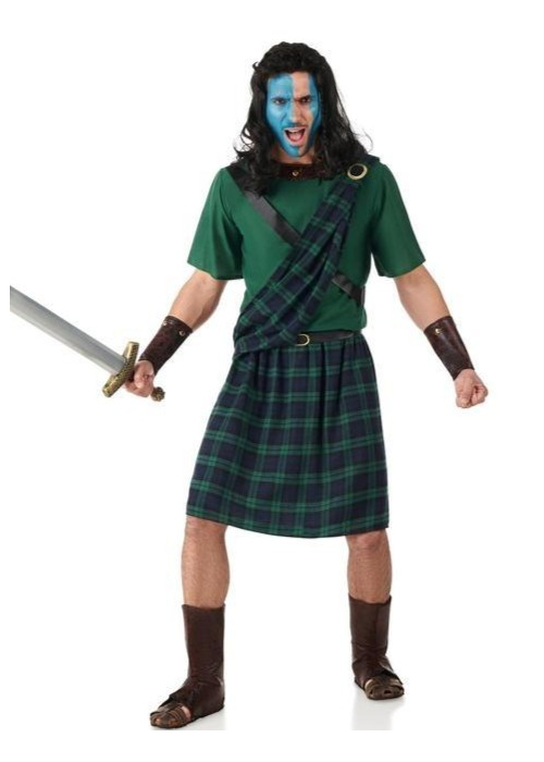 Disfraz De Guerrero Escoces Verde Hombre - Disfraces de Escoceses - Disfraces Escoceses para Hombre