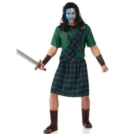 Disfraz De Guerrero Escoces Verde Hombre - Disfraces de Escoceses - Disfraces Escoceses para Hombre