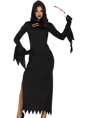 Disfraz De Asesina Tunica Negra Mujer -  Disfraces de Peliculas de Terror - Disfraces de Peliculas de Miedo para mujer