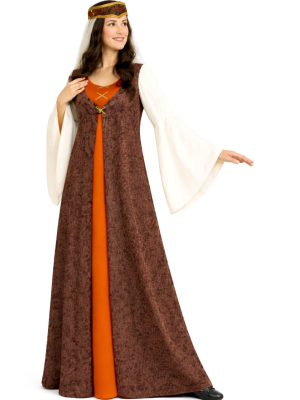 Disfraz De Dama Medieval Marron Lujo - Disfraces Medievales - Disfraces Medievales para Mujer