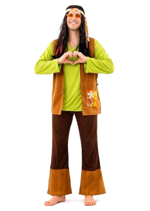 Disfraz De Hippie Verde Hombre - Disfraces Años 60-70 (Hippies) - Disfraces años 60-70 Hippies