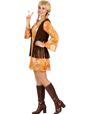 Disfraz De Hippie Naranja Mujer - Disfraces Años 60-70 (Hippies) - Disfraces años 60-70 Hippies