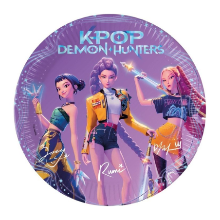 Platos K-POP Demon Hunters 23cm 6 Unid - Fiestas de Cumpleaños Guerreras K-POP - Fiestas de Cumpleaños de K-POP
